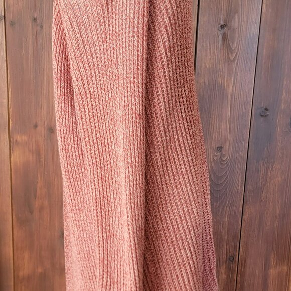 Billabong Women L Russet Open Knit Cardigan 100% Cotton Long Duster Pockets Cozy - Picture 6 of 11